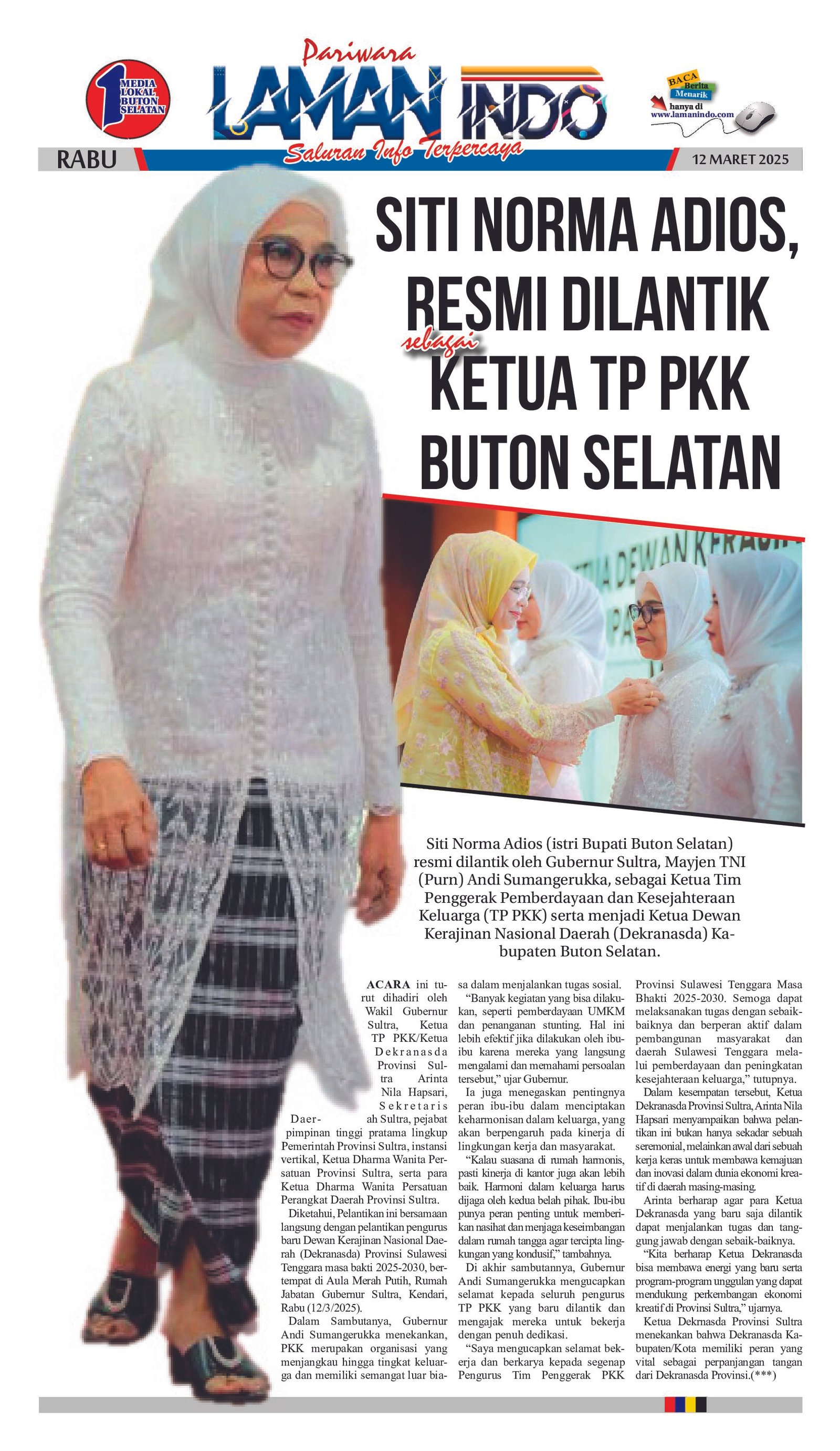 Siti Norma Adios, Resmi Dilantik sebagai Ketua TP PKK Buton Selatan