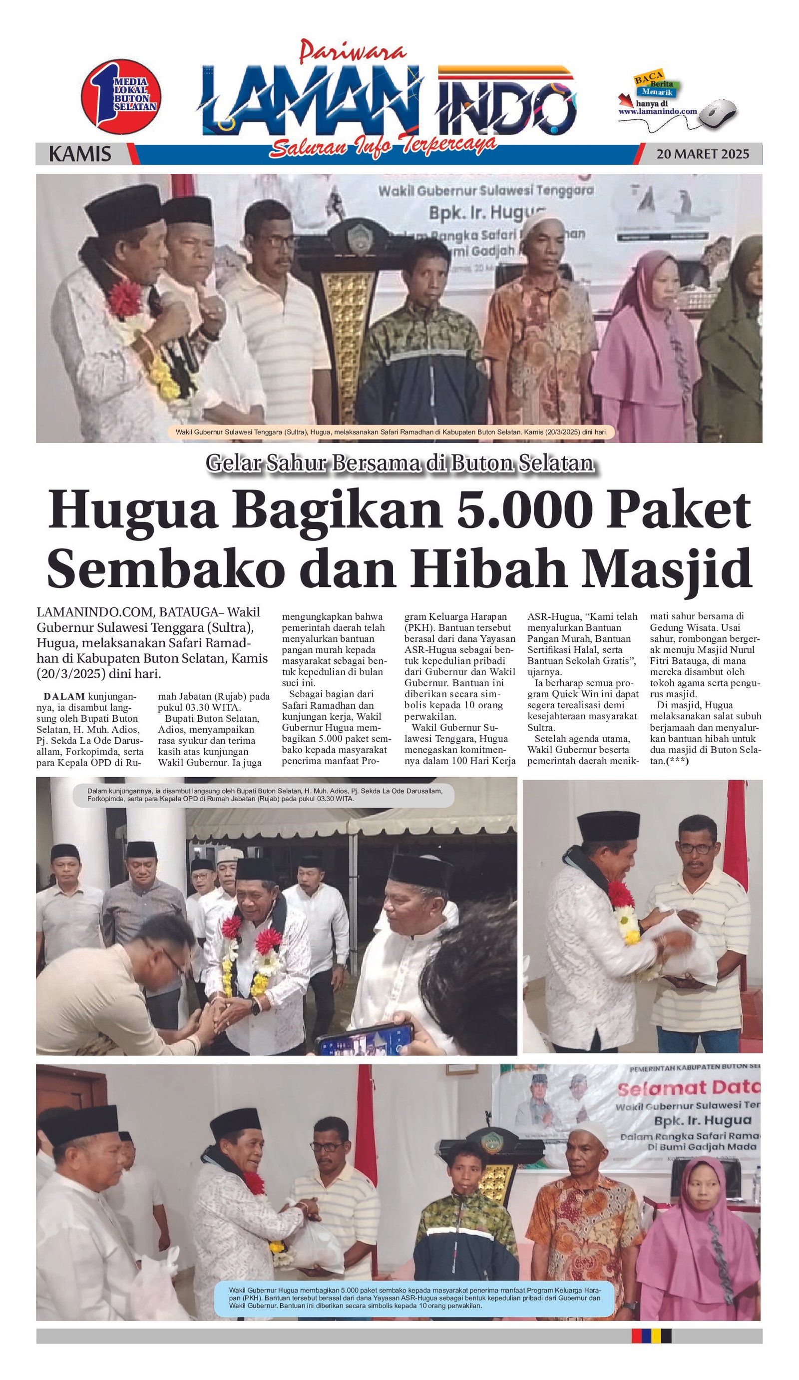 Gelar Sahur Bersama di Buton Selatan, Hugua Bagikan 5.000 Paket Sembako dan Hibah Masjid