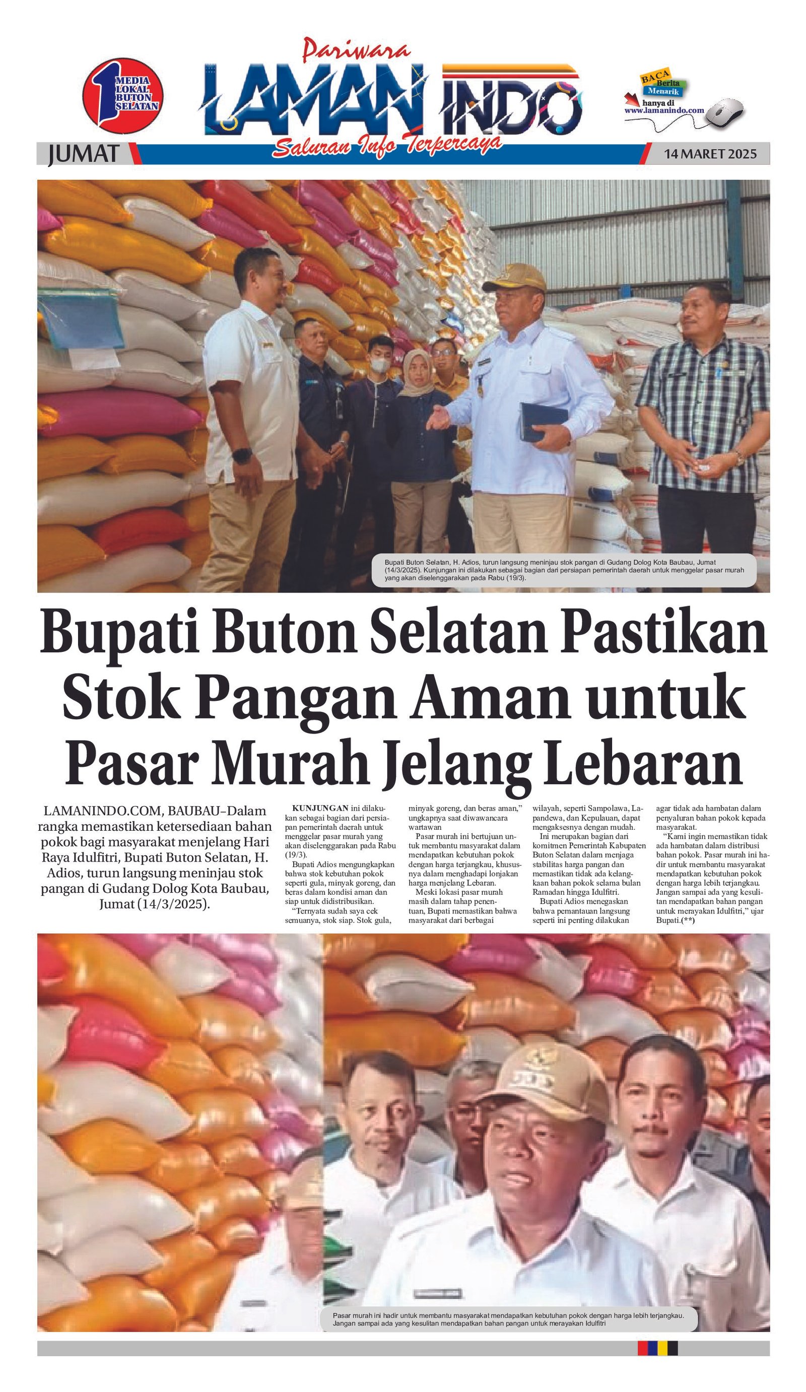Bupati Buton Selatan Pastikan Stok Pangan Aman untuk Pasar Murah Jelang Lebaran