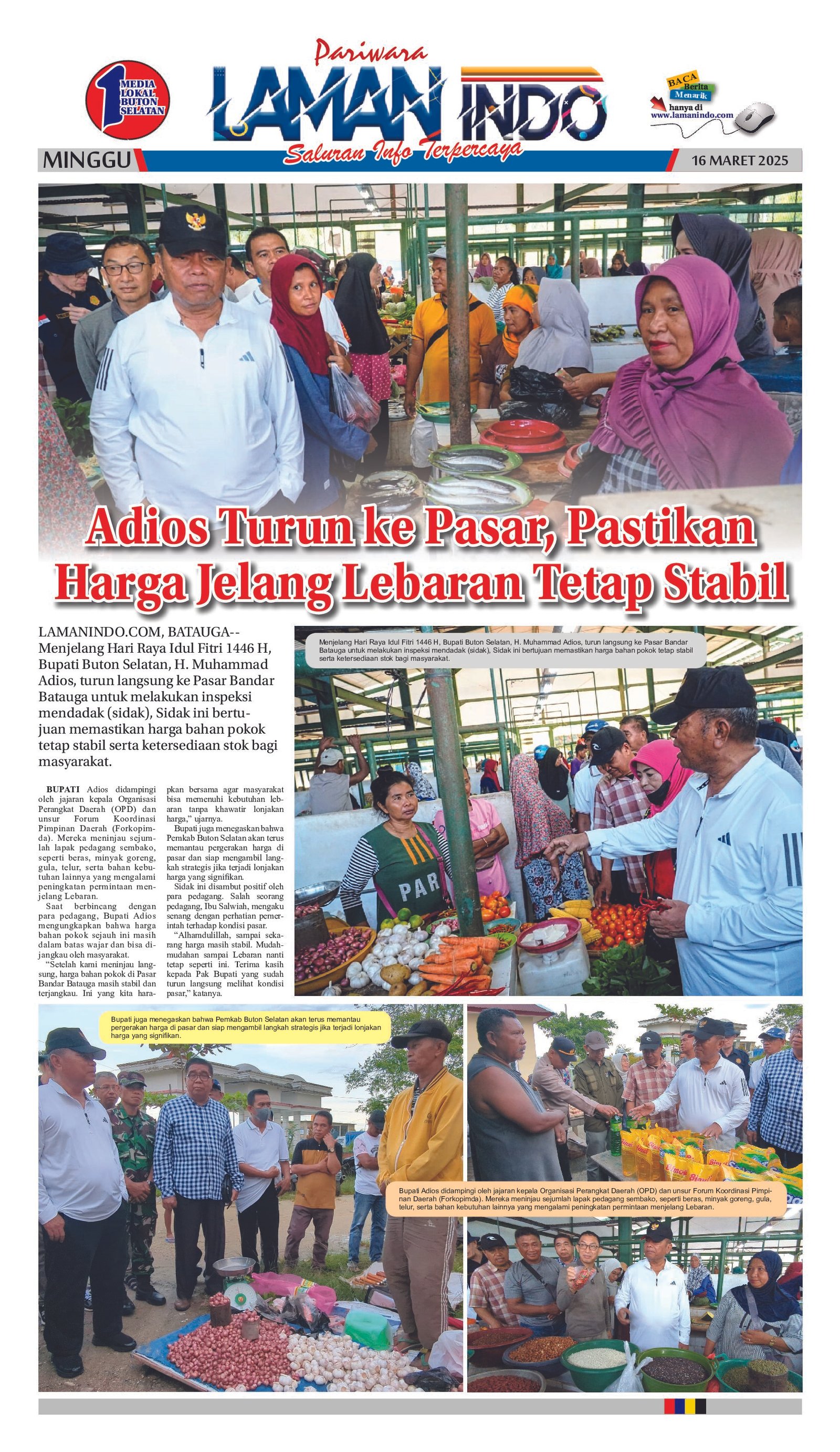 Adios Turun ke Pasar, Pastikan Harga Jelang Lebaran Tetap Stabil
