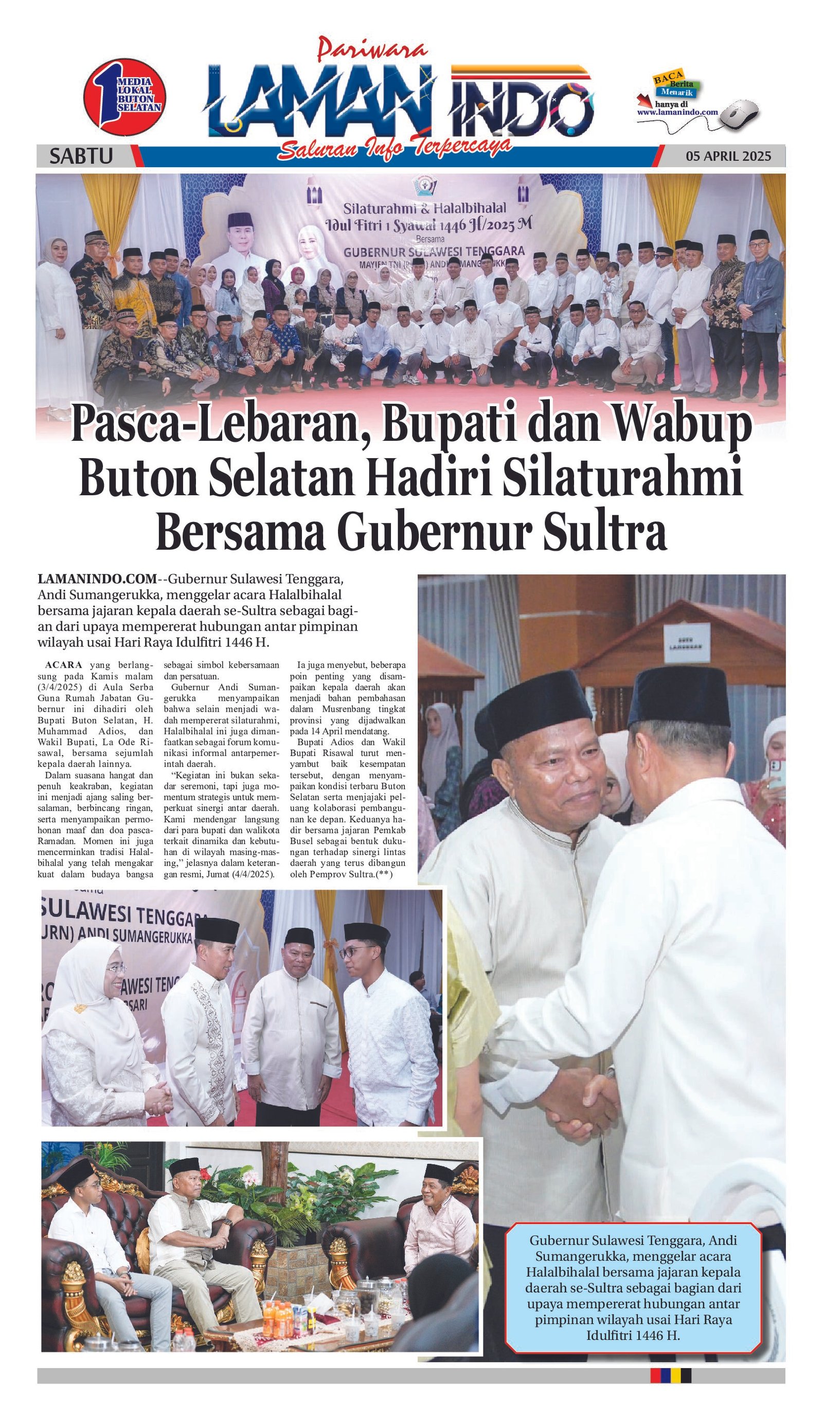 Pasca-Lebaran, Bupati dan Wabup  Buton Selatan Hadiri Silaturahmi  Bersama Gubernur Sultra