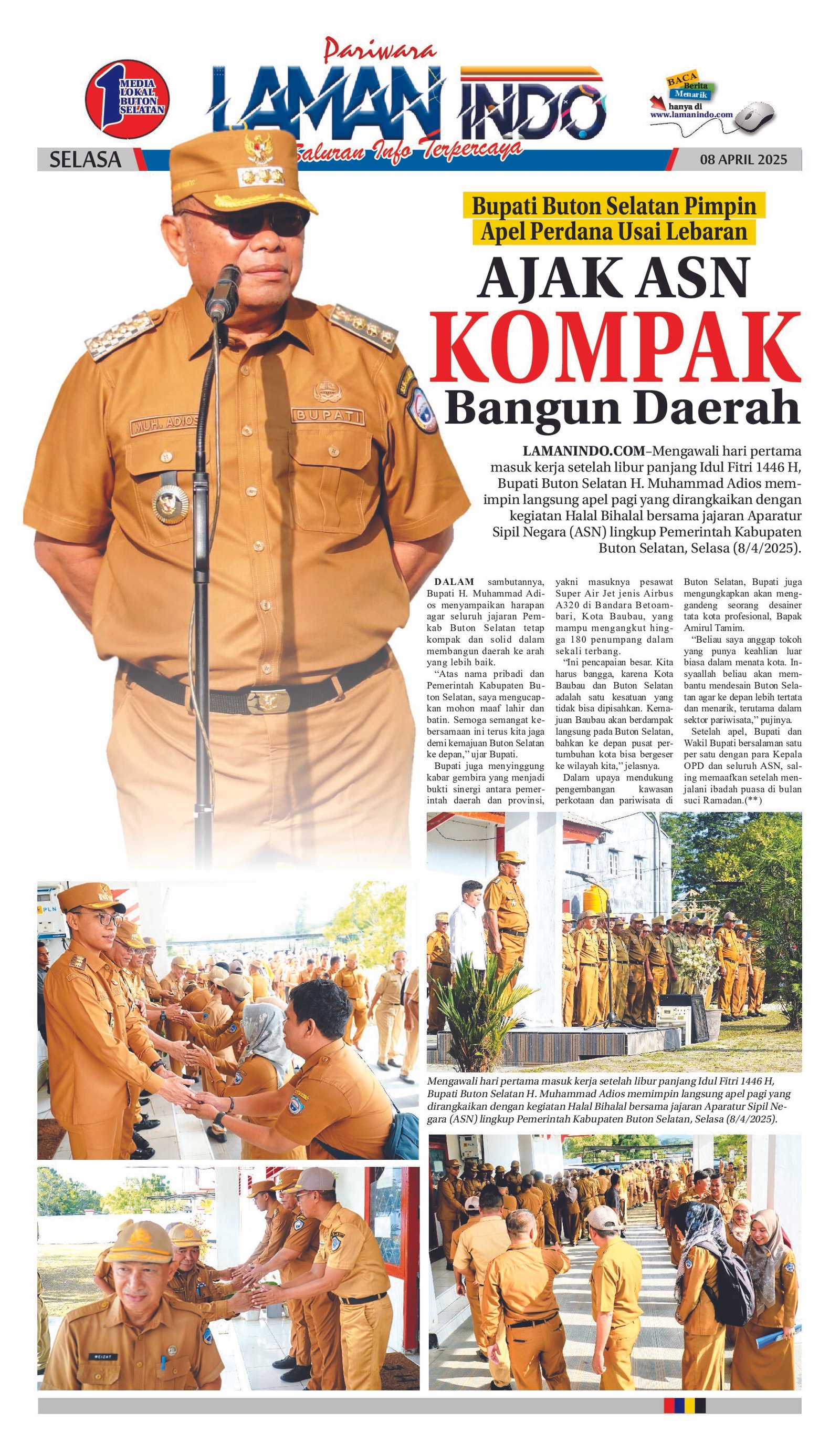Bupati Buton Selatan Pimpin Apel Perdana Usai Lebaran, Ajak ASN Kompak Bangun Daerah