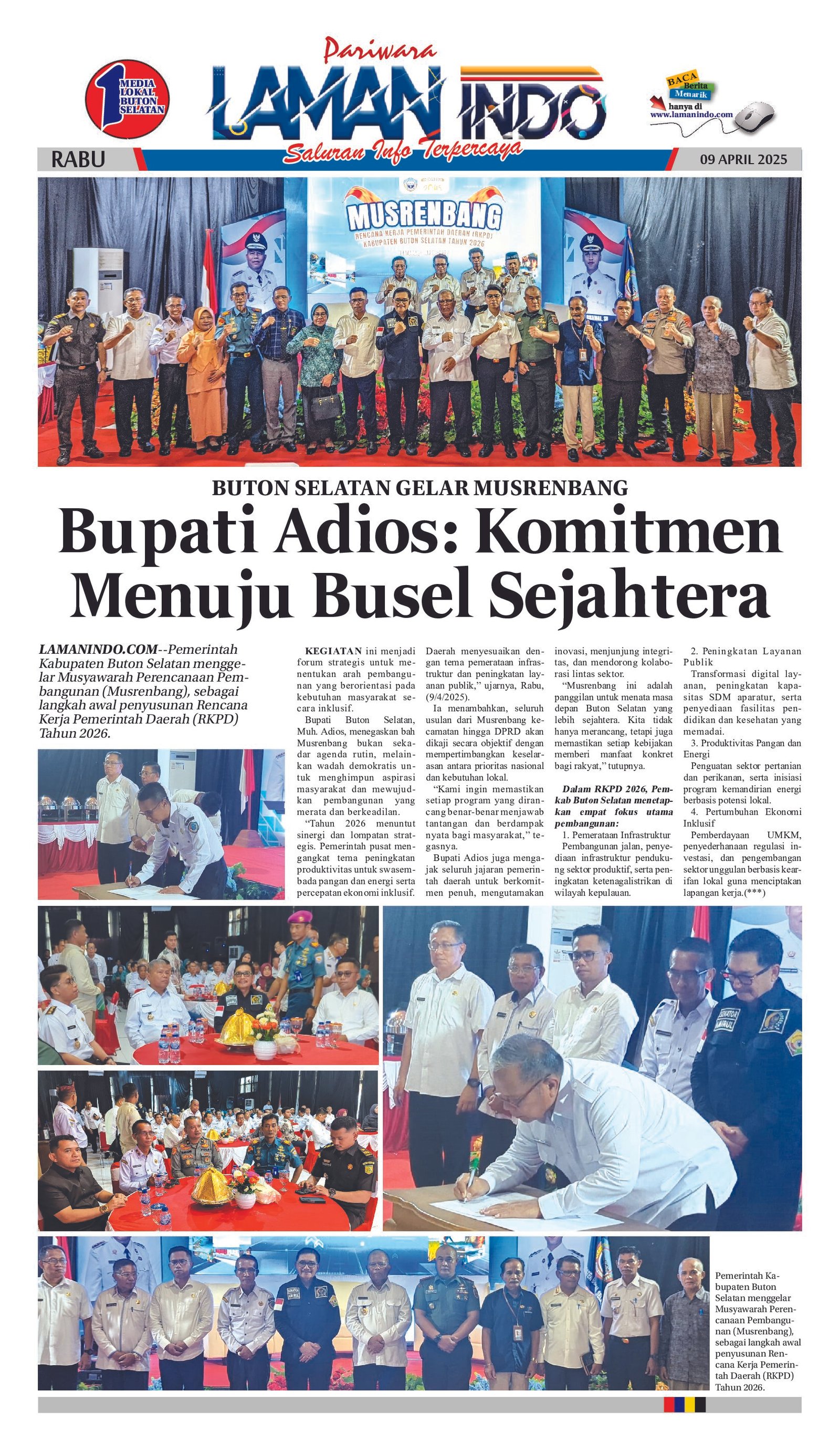 Buton Selatan Gelar Musrenbang, Bupati Adios: Komitmen  Menuju Busel Sejahtera