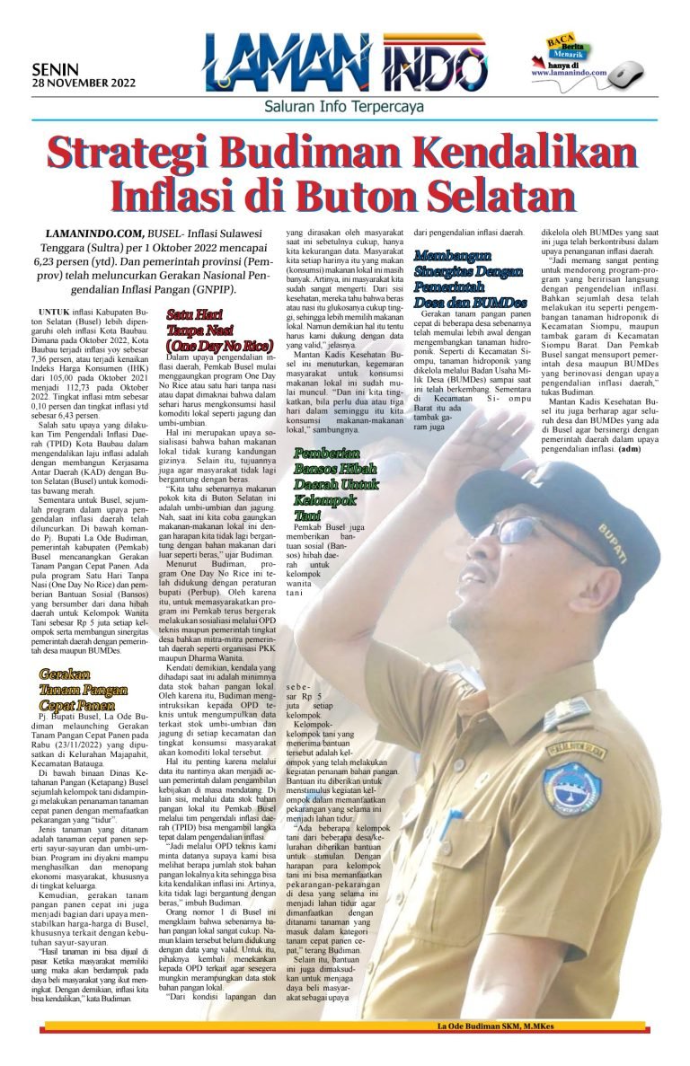 Cara Budiman Kendalikan Inflasi di Busel